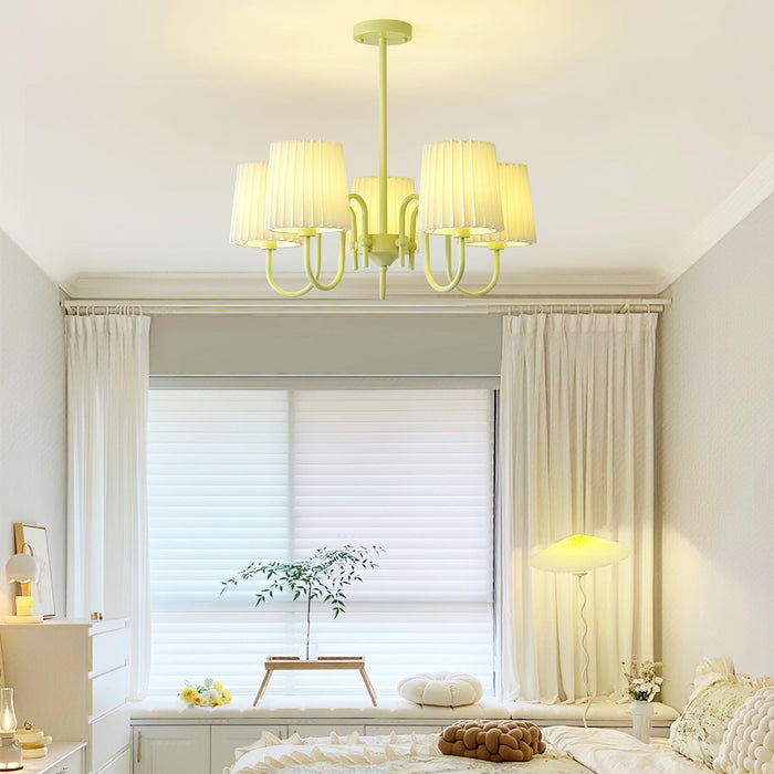 Pleated Fabric Matcha Chandelier - DWHOME