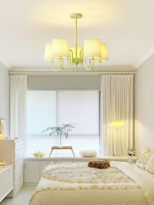 Pleated Fabric Matcha Chandelier - DWHOME