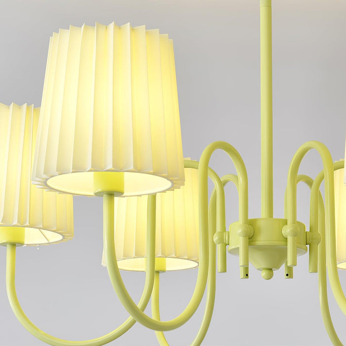 Pleated Fabric Matcha Chandelier - Vakkerlight