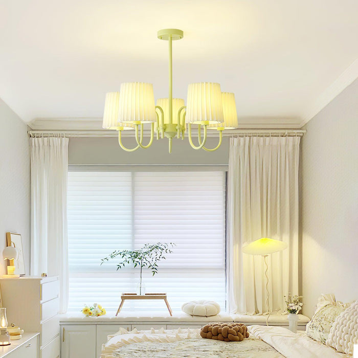 Pleated Fabric Matcha Chandelier - DWHOME