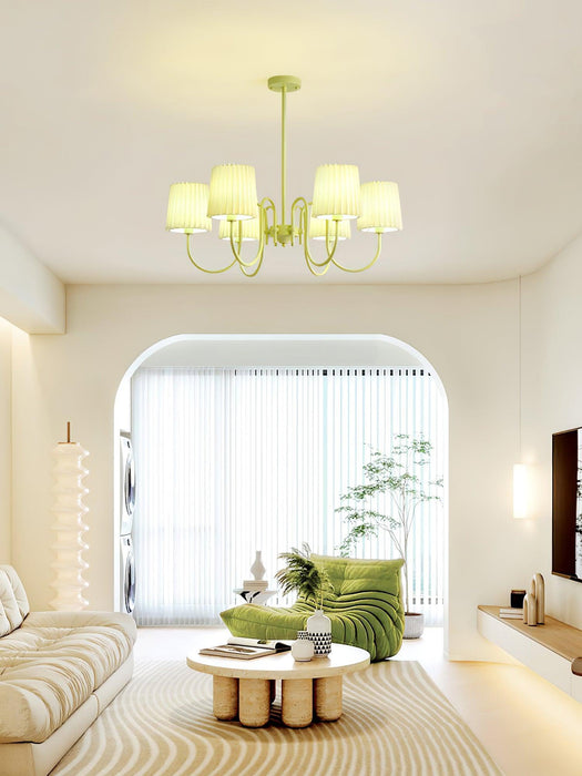 Pleated Fabric Matcha Chandelier - DWHOME