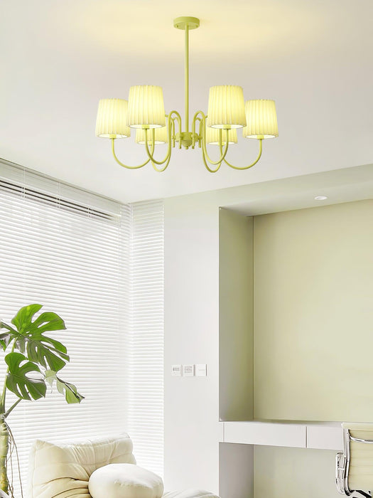 Pleated Fabric Matcha Chandelier.