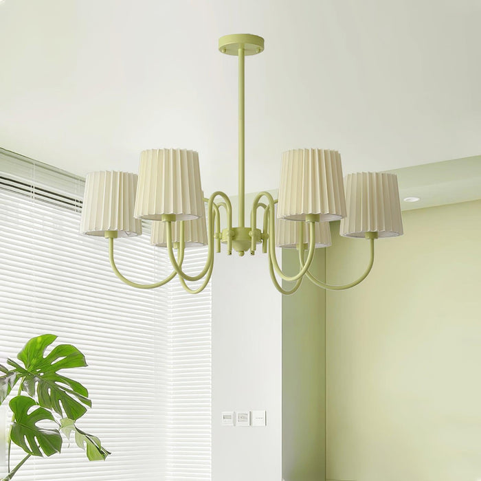 Pleated Fabric Matcha Chandelier - DWHOME