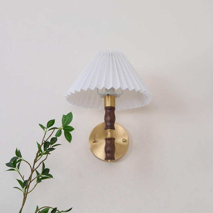 Pleated Walnut Wall Light-DWHOME