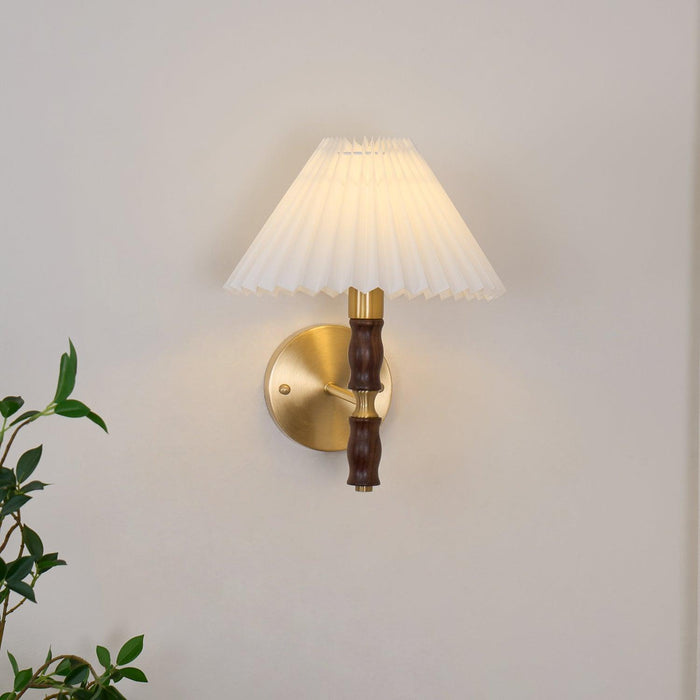 Pleated Walnut Wall Light-DWHOME