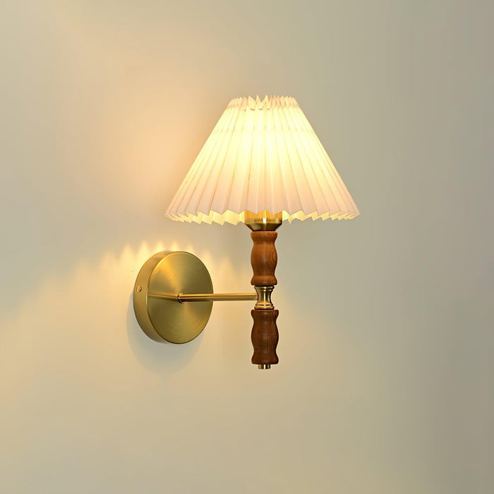 Pleated Walnut Wall Light-DWHOME