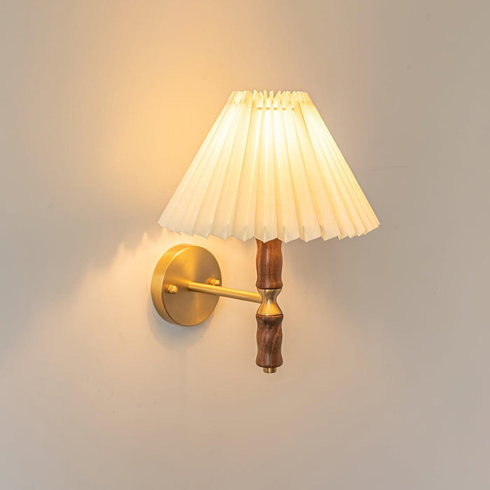 Pleated Walnut Wall Light-DWHOME