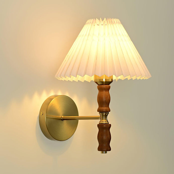 Pleated Walnut Wall Light.