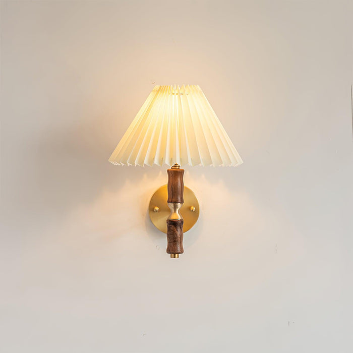 Pleated Walnut Wall Light-DWHOME