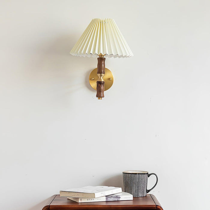 Pleated Walnut Wall Light-DWHOME