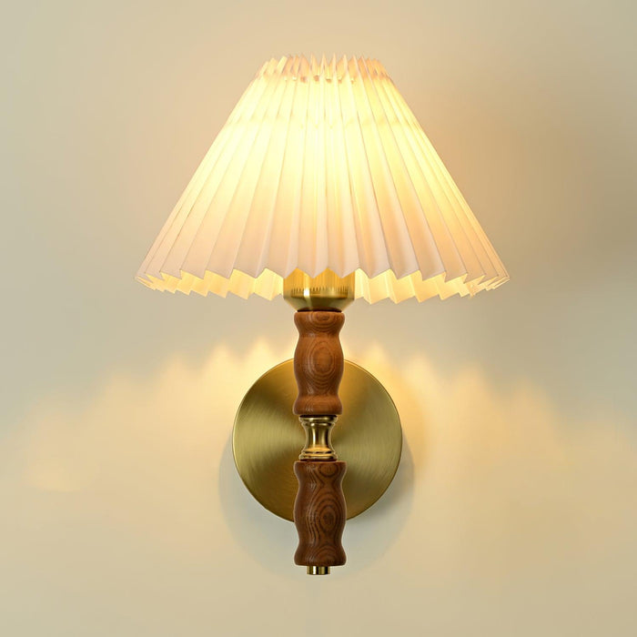 Pleated Walnut Wall Light.