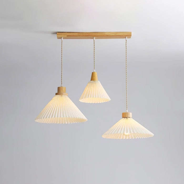 Pleated Wooden Pendant Light-DWHOME
