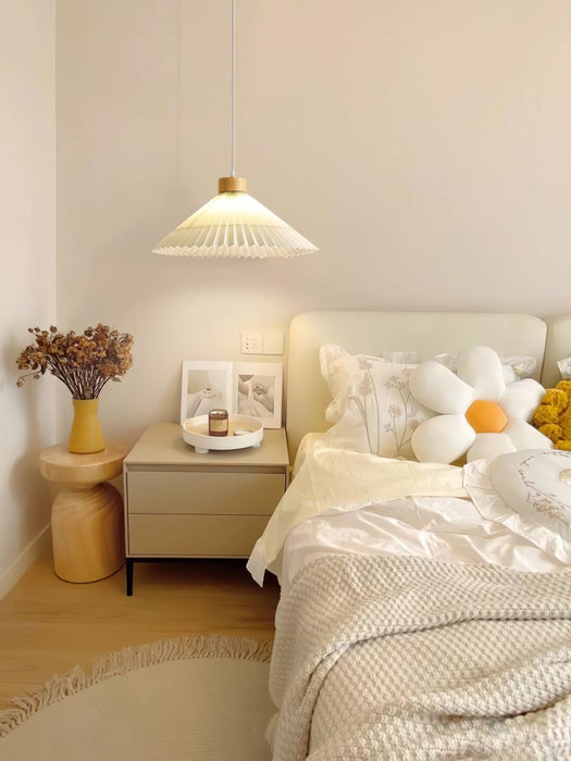 Pleated Wooden Pendant Light-DWHOME