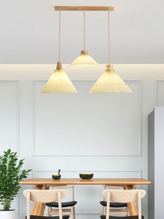 Pleated Wooden Pendant Light-DWHOME