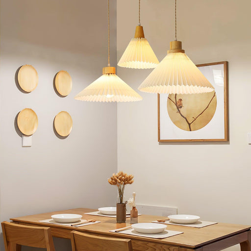 Pleated Wooden Pendant Light-DWHOME
