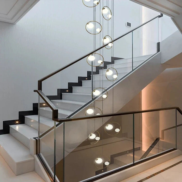 Postmodern Ring Pendant Light for Staircase.