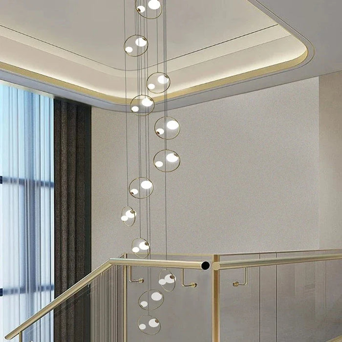 Postmodern Ring Pendant Light for Staircase.