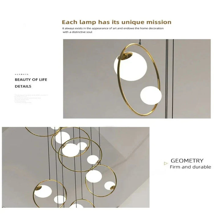 Postmodern Ring Pendant Light for Staircase.