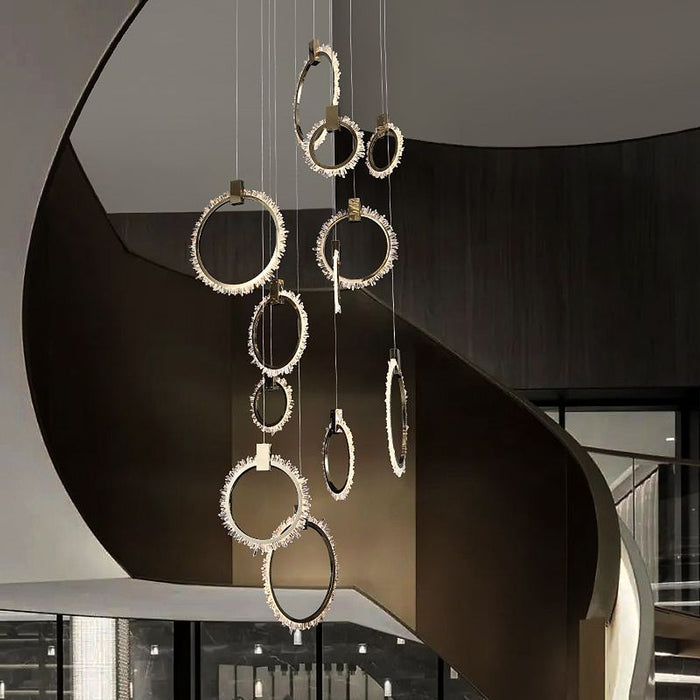 Primary Crystal 12 Rings Staircase Chandelier-DWHOME