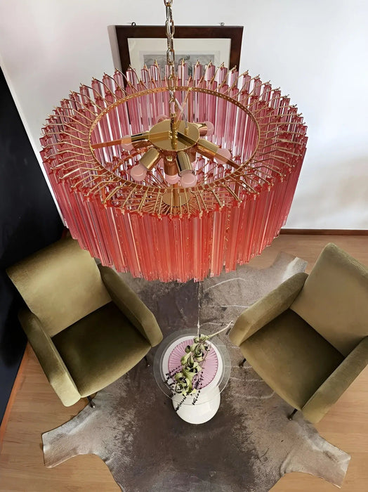 Prism Murano Pink Glass Chandelier-DWHOME