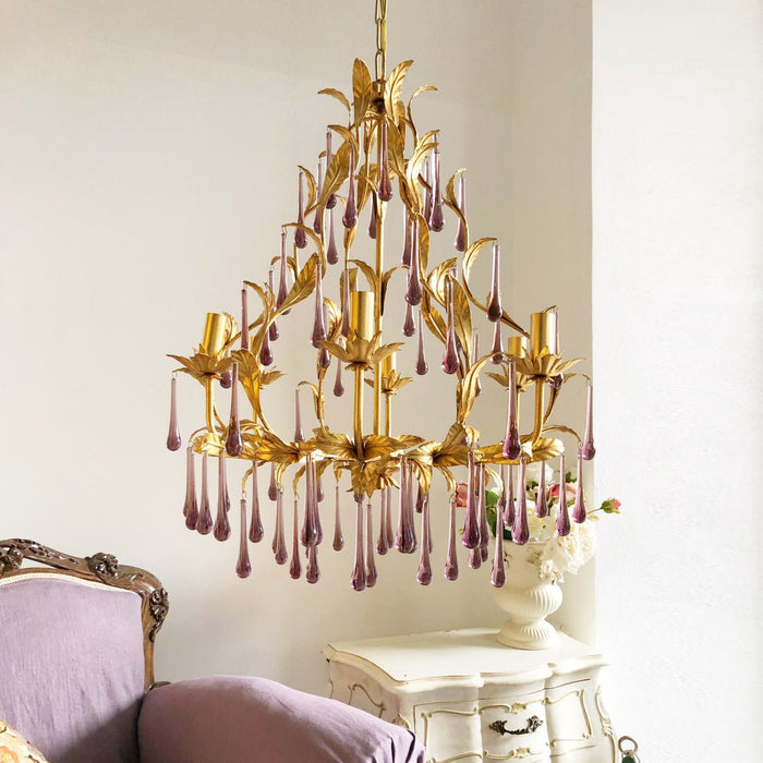 Purple Glass Birdcage Chandelier-DWHOME
