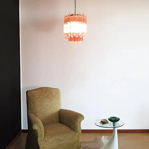 Quadriedri Murano Prisms Pink Chandelier-DWHOME