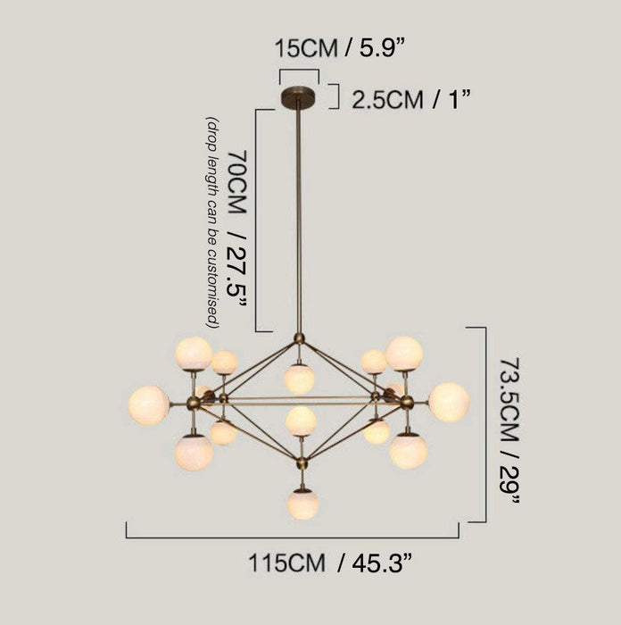 Ritz 15 Bulb Brass Pendant Light.