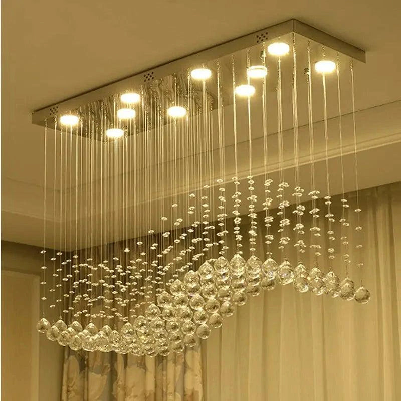 Raindrop Rectangular Crystal Chandelier For Dining Room-DWHOME