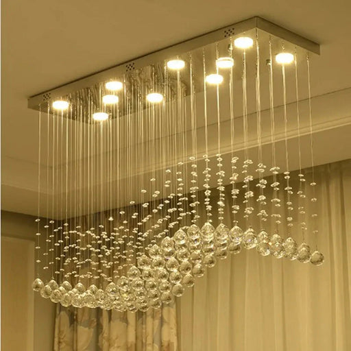 Raindrop Rectangular Crystal Chandelier For Dining Room.