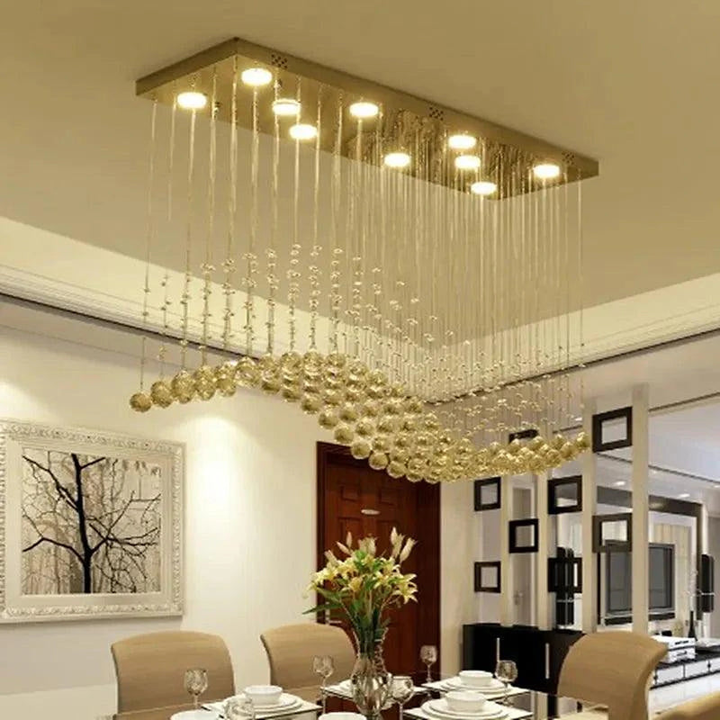Raindrop Rectangular Crystal Chandelier For Dining Room-DWHOME