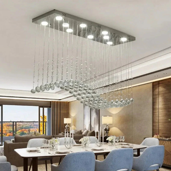 Raindrop Rectangular Crystal Chandelier For Dining Room.