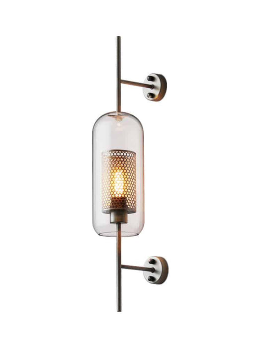 Ramoosin Clear Glass Metal Grill Wall Lamp.