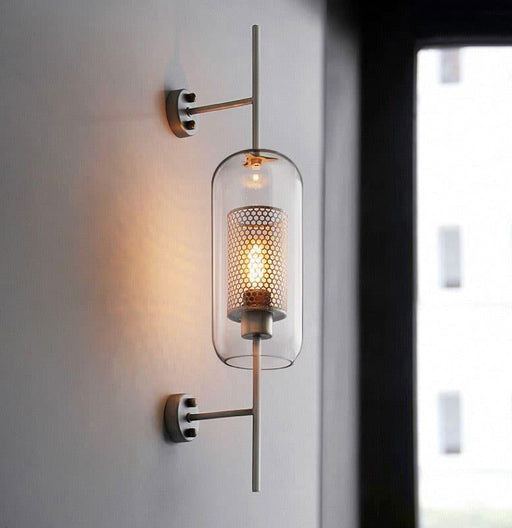 Ramoosin Clear Glass Metal Grill Wall Lamp.