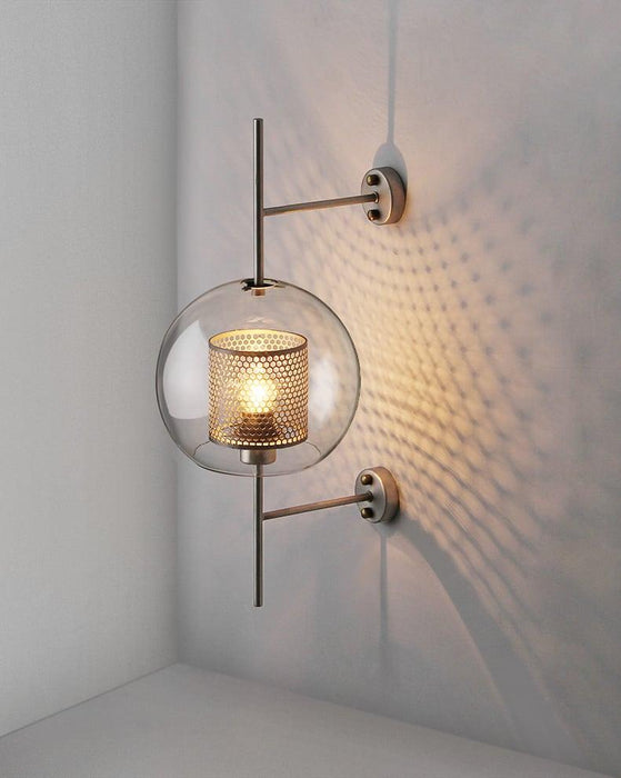 Ramoosin Clear Glass Metal Grill Wall Lamp.