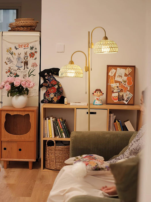 Rattan Arch Floor Lamp-DWHOME