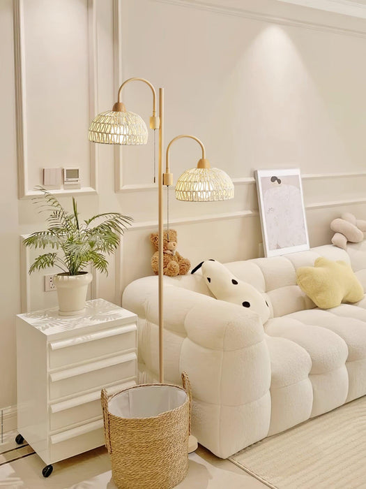 Rattan Arch Floor Lamp-DWHOME