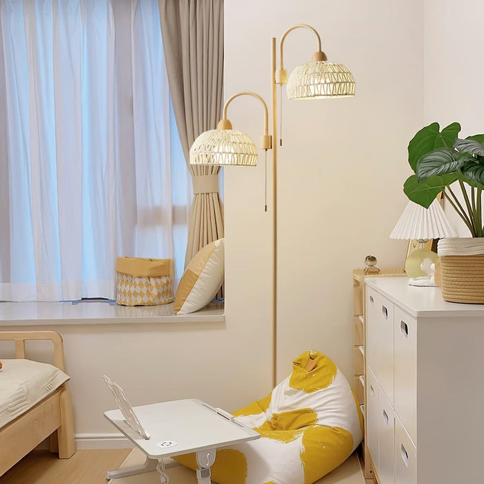 Rattan Arch Floor Lamp-DWHOME