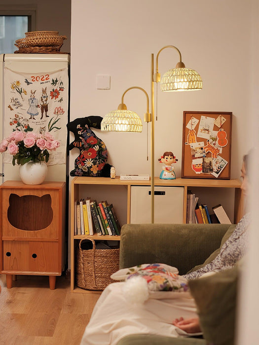 Rattan Arch Floor Lamp-DWHOME