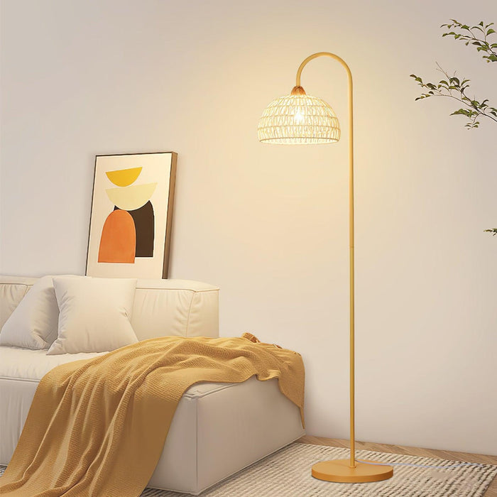 Rattan Arch Floor Lamp-DWHOME