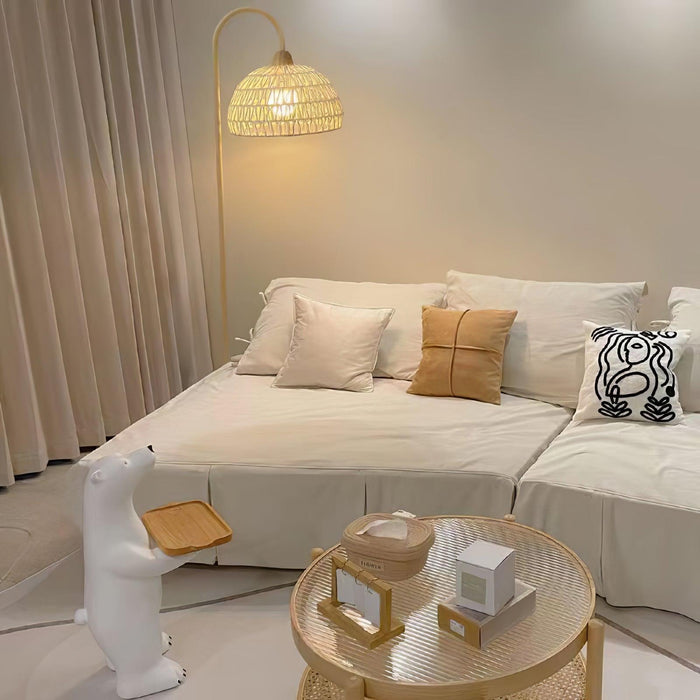 Rattan Arch Floor Lamp-DWHOME