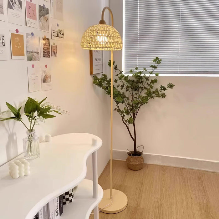 Rattan Arch Floor Lamp-DWHOME
