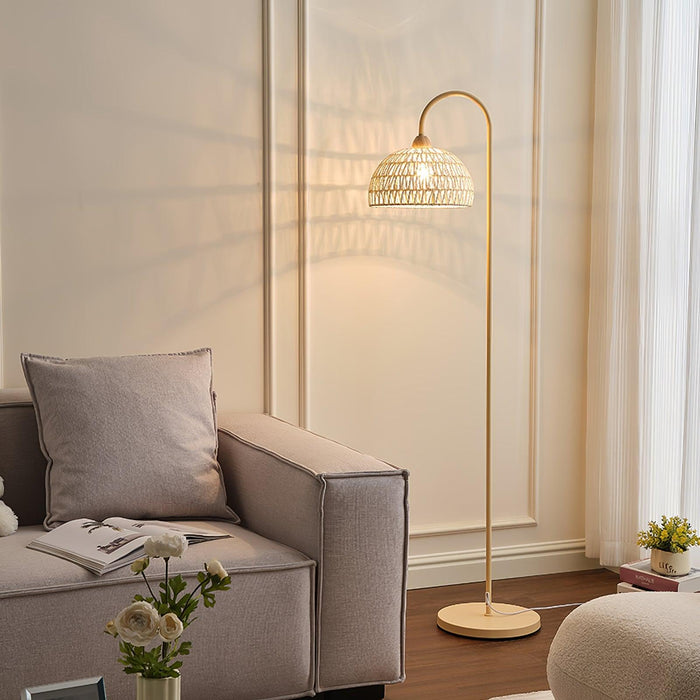 Rattan Arch Floor Lamp-DWHOME