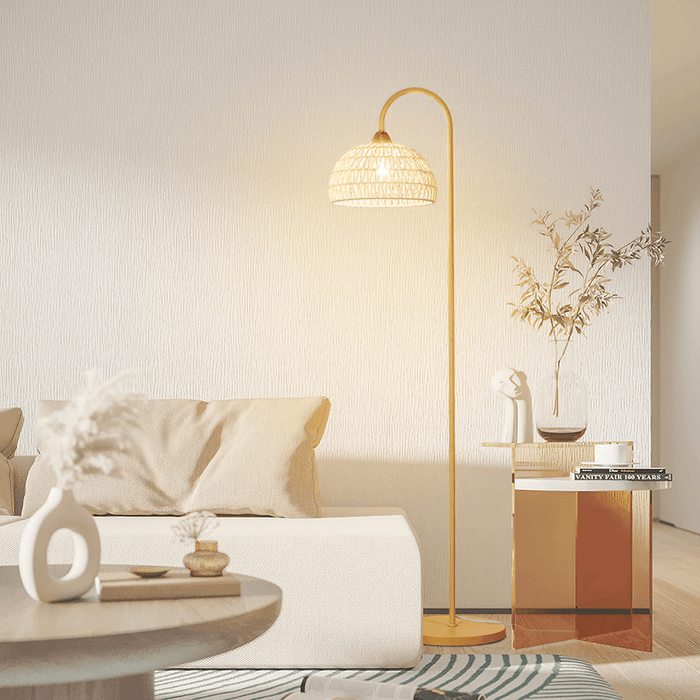 Rattan Arch Floor Lamp-DWHOME