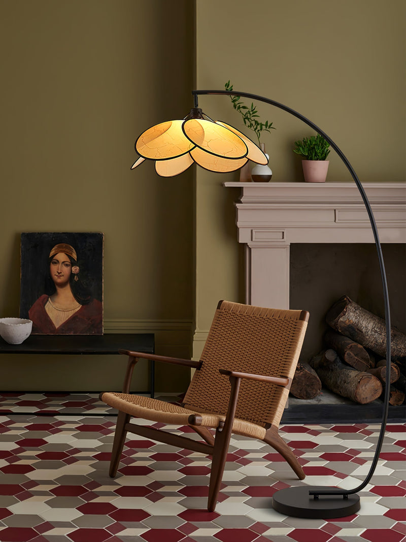Rattan Bloom Arc Floor Lamp-DWHOME