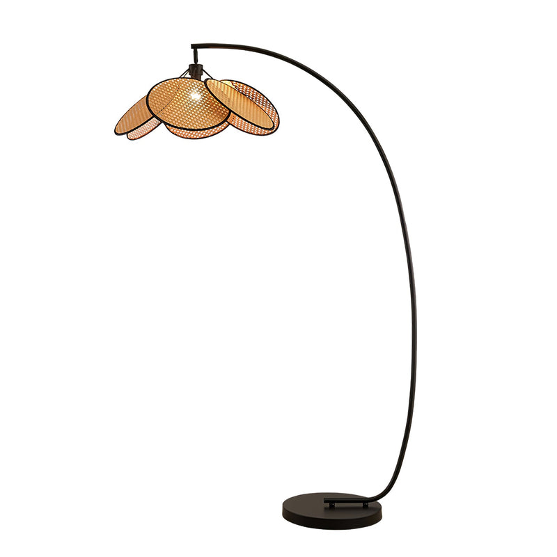 Rattan Bloom Arc Floor Lamp-DWHOME
