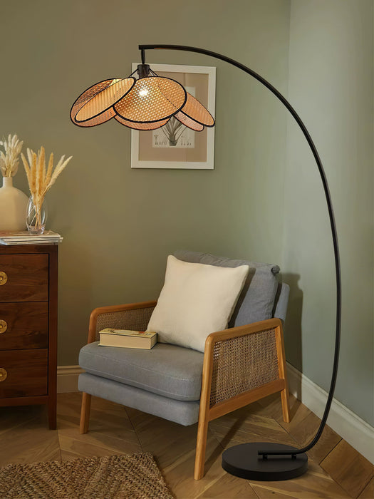 Rattan Bloom Arc Floor Lamp-DWHOME
