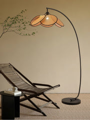 Rattan Bloom Arc Floor Lamp-DWHOME