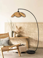 Rattan Bloom Arc Floor Lamp-DWHOME
