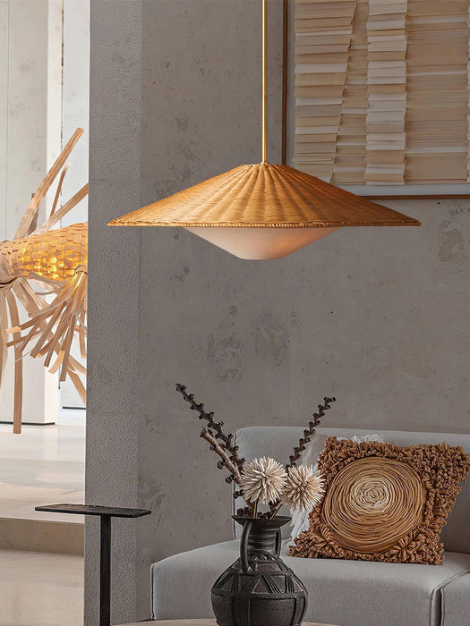 Rattan Hat Pendant Light.