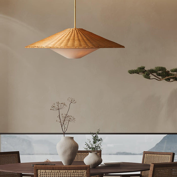 Rattan Hat Pendant Light.